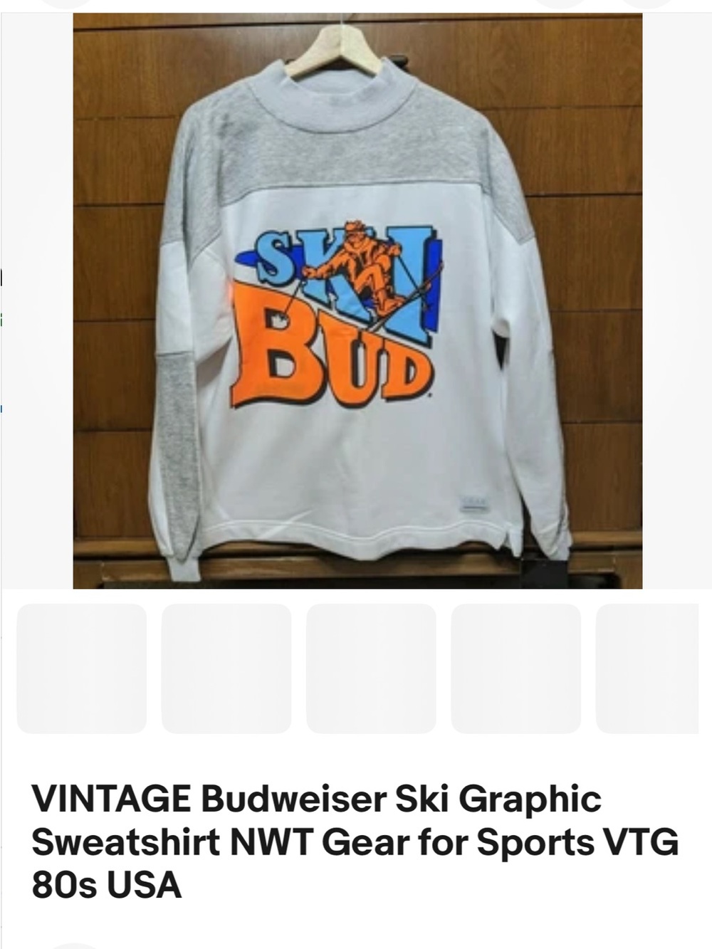 Vintage Budweiser White & Gray Colorblock Crewneck with Orange & Blue Graphic - Picture 2 of 7
